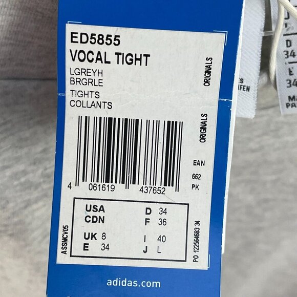NWT ADIDAS ORIGINALS WOMEN'S Size 4 Leggings Vocal Tight Light Grey - Picture 10 of 11